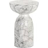 Goya Outdoor End Table in White Marble Look Concrete